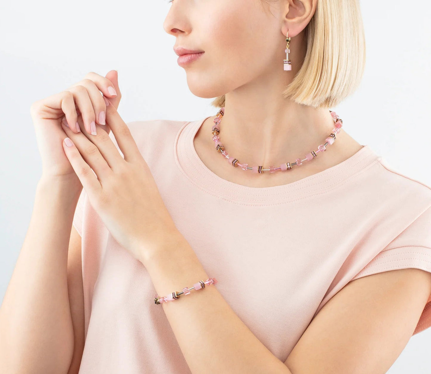 GEO CUBE MONO GOLD BRACELET PINK 4020/30_1920