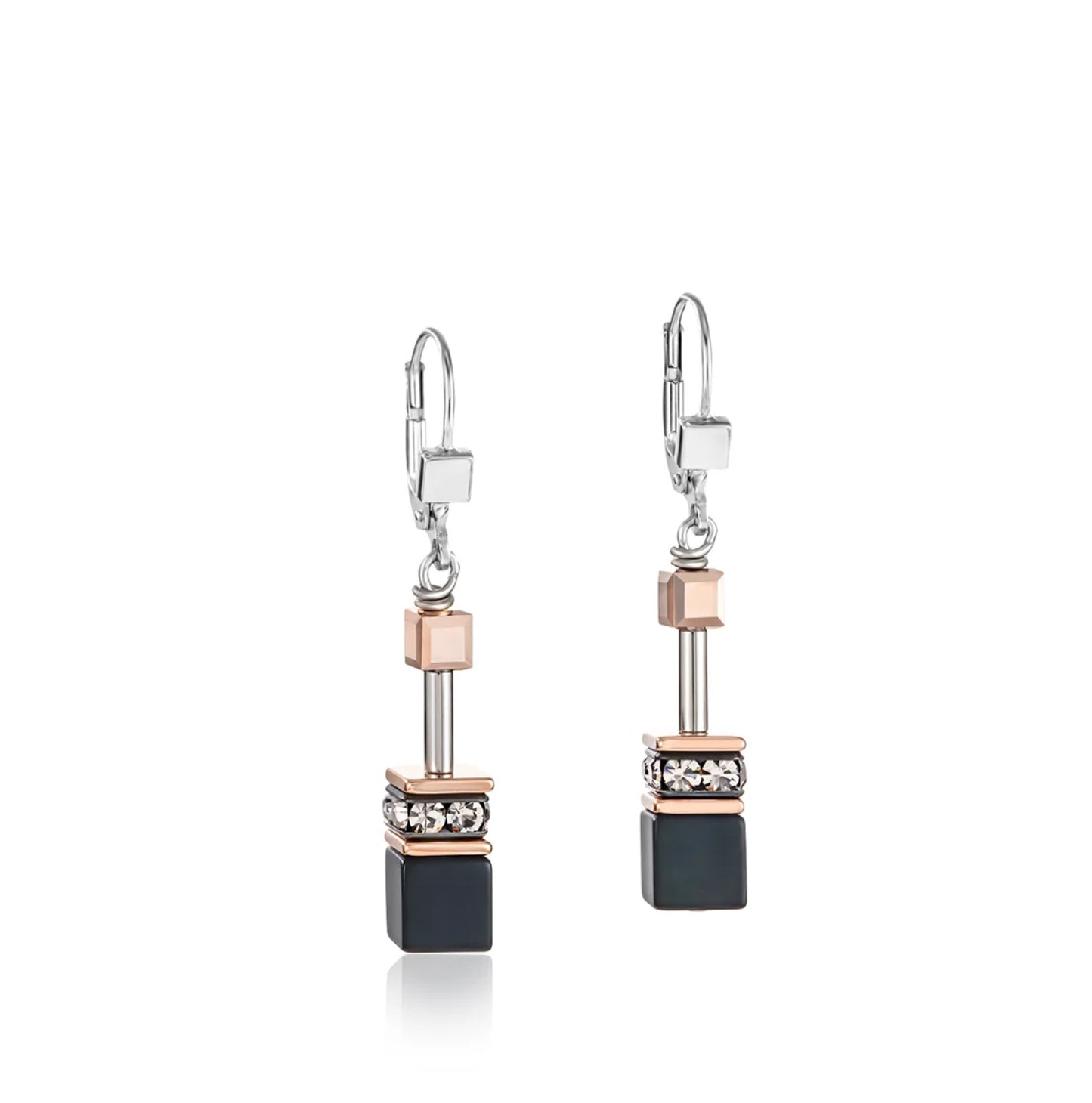 GEO CUBE ROSE GOLD AND ONYX EARRINGS 4018/20_1300