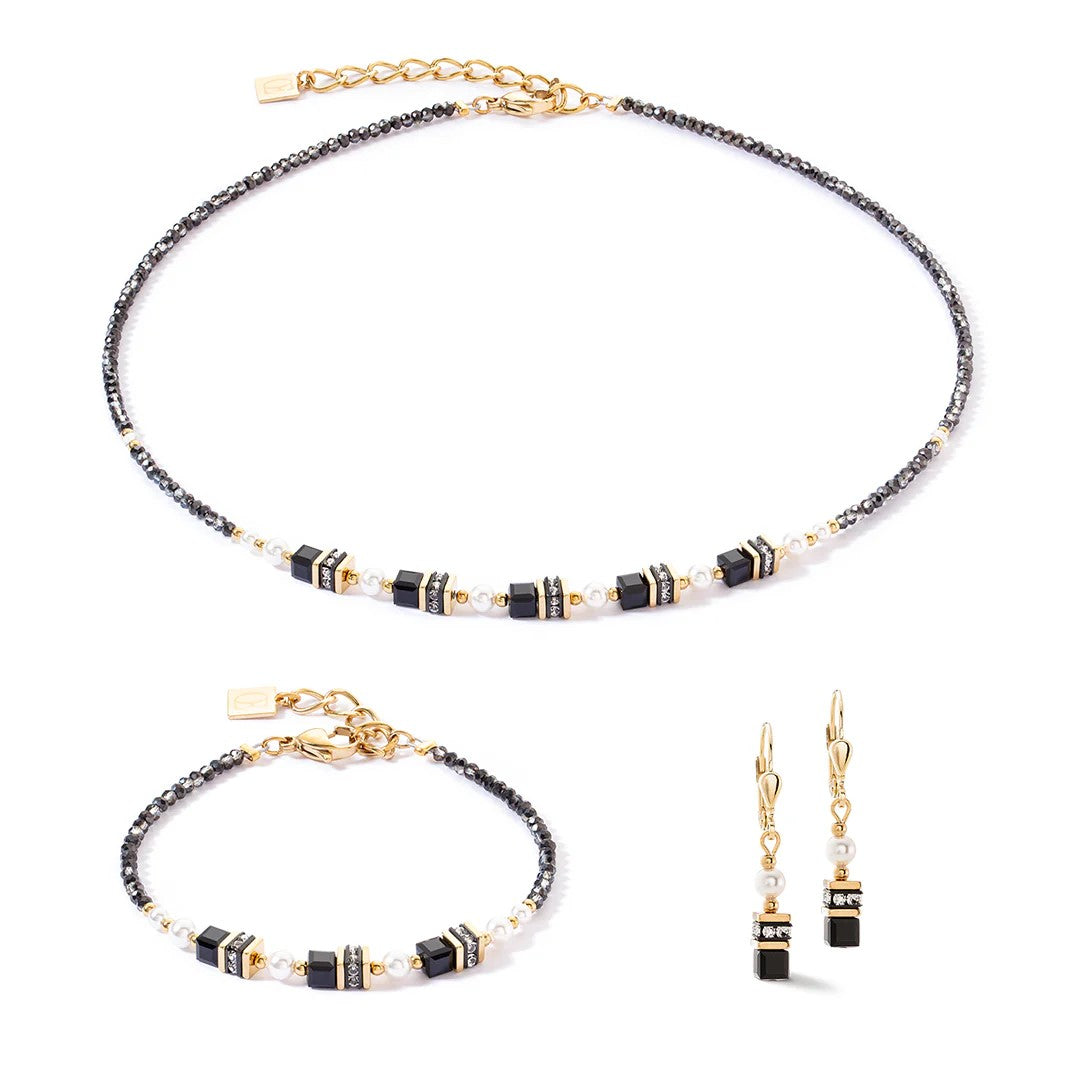 GEOCUBE PRINCESS GOLD BLACK EARRINGS 4567/20_1300