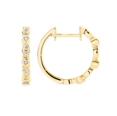 9ct Yellow Gold and Diamond Huggie Earrings