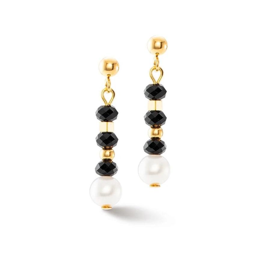 Mystic Black Crystal and Pearl Drop Earrings Mandi and Co