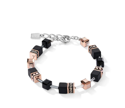 GEO CUBE ROSE GOLD AND ONYX BRACELET 4018/30_1300