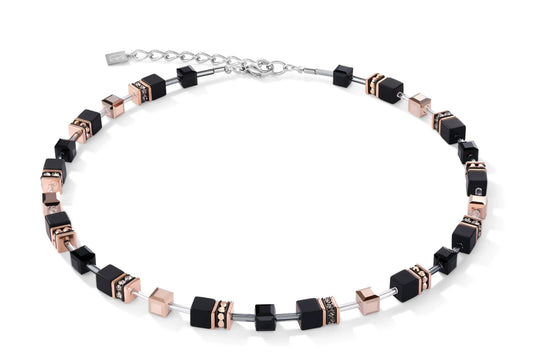 GEO CUBE ROSE GOLD AND ONYX NECKLACE 4018/10_1300