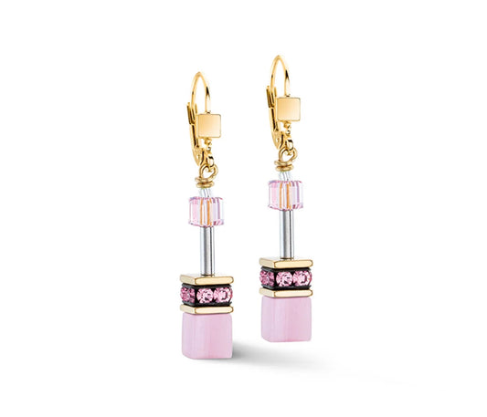 GEO CUBE MONO GOLD EARRINGS PINK 4020/20_1920