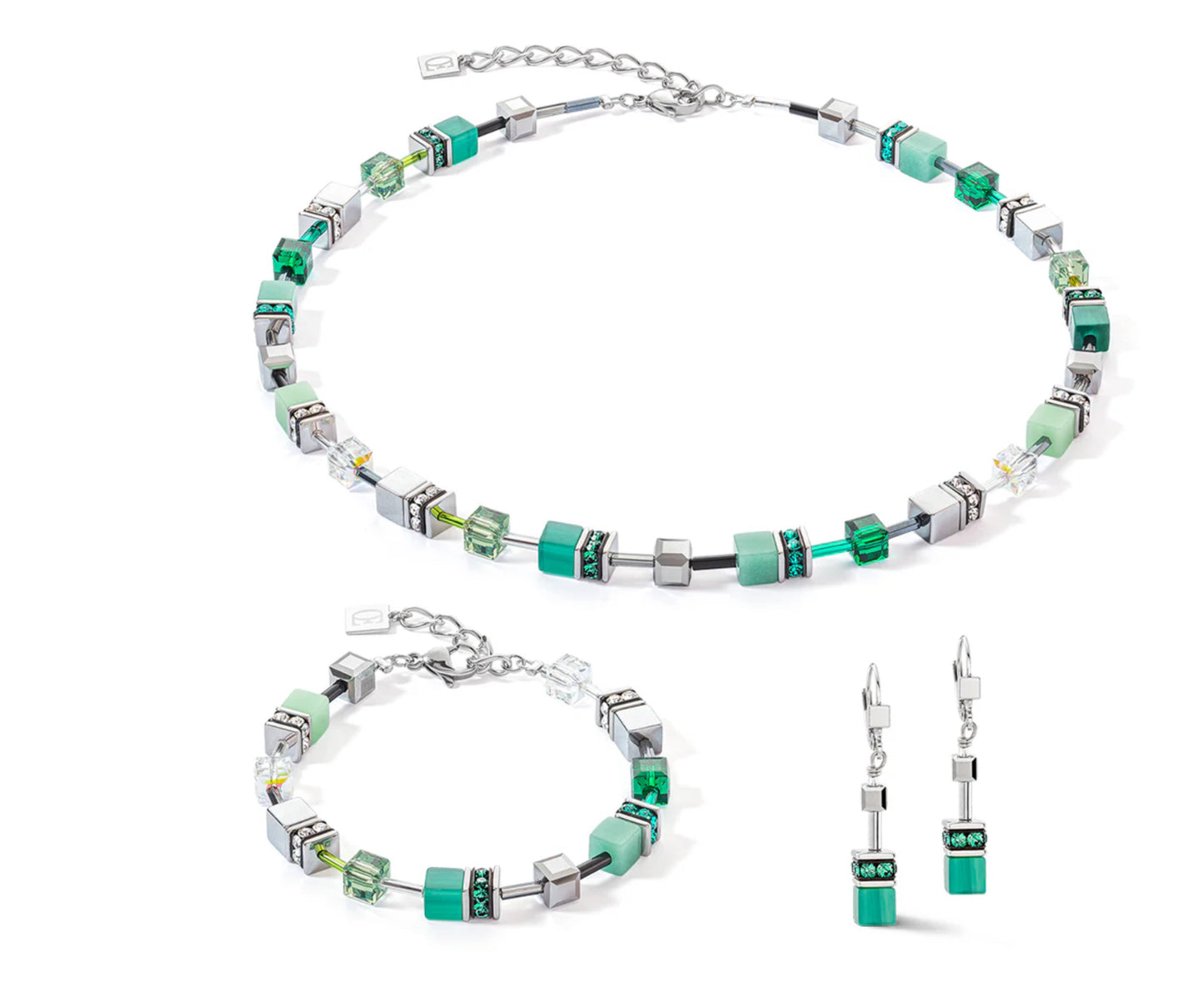 GEOCUBE TEAL GREEN NECKLACE 2838/10_0500