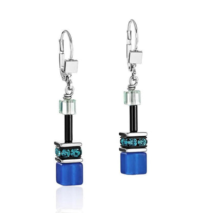 Geo Cube Bright Blue Earrings - Mandi and Co