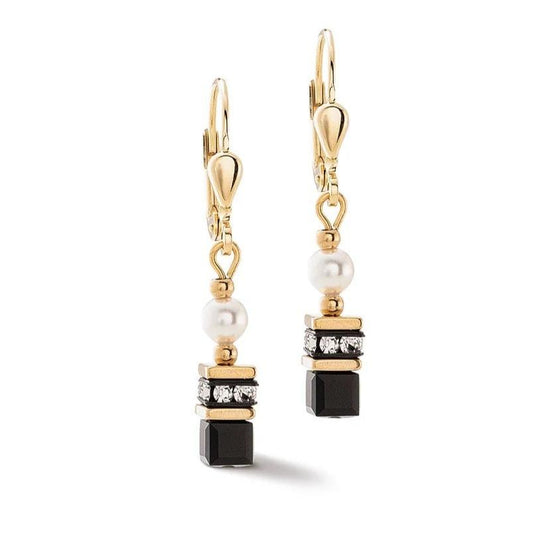 GeoCube Princess Gold and Black Earrings - Mandi & Co