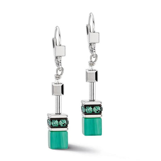 Geo Cube Teal Green Earrings - Mandi and Co