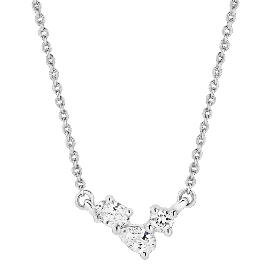 Tabatha 9ct White Three Lab Diamond Necklace
