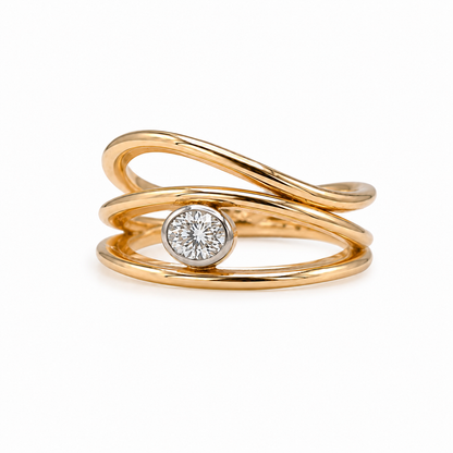Harmony - 18ct yellow Gold  & Oval Natural Diamond wire style Design Ring