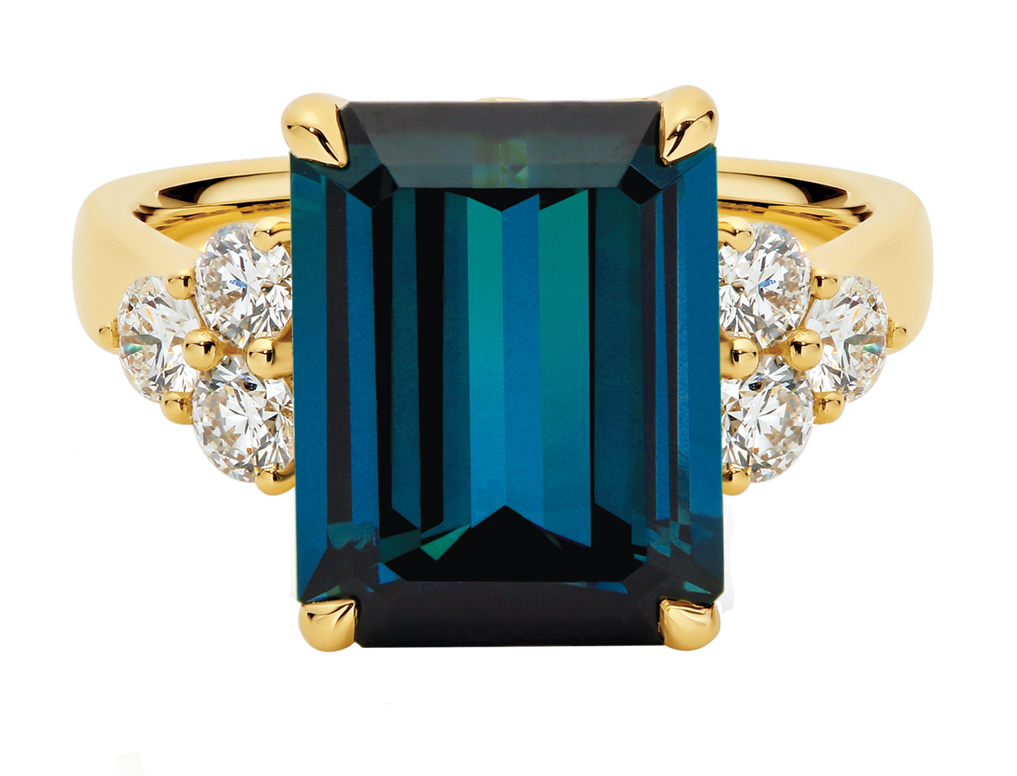 18ct Gold  Emerald Cut London Blue Topaz Ring