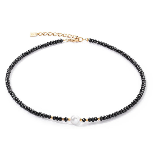 Mystic Black Crystal and Pearl Necklace Mandi & Co