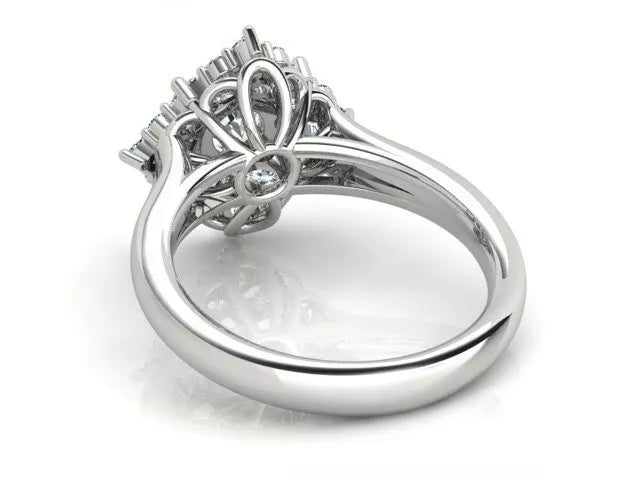 Priscilla - 18ct White Gold Round and Marquise Cluster ring with a total diamond weight of 1.16ct - Made to Order