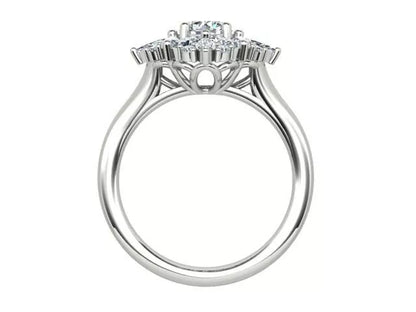 Priscilla - 18ct White Gold Round and Marquise Cluster ring with a total diamond weight of 1.16ct - Made to Order