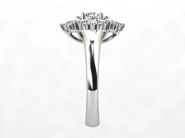 Priscilla - 18ct White Gold Round and Marquise Cluster ring with a total diamond weight of 1.16ct - Made to Order